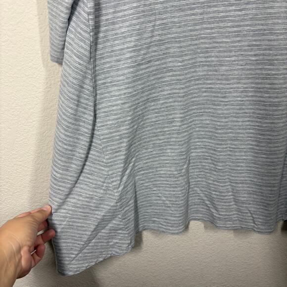 Garnet Hill Large Swing Mini Shift Dress Gray Tencel Blend Pinstriped 3/4 Sleeve - Picture 5 of 8